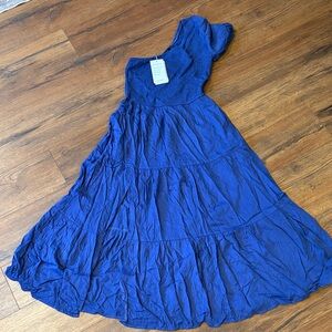 Vibrant Blue Flowing Maxi Skirt